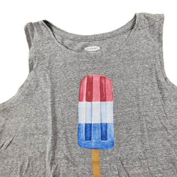 Old Navy Womens Gray Tank Top With Patriotic Popsicle Print JH1818 - Picture 2 of 6